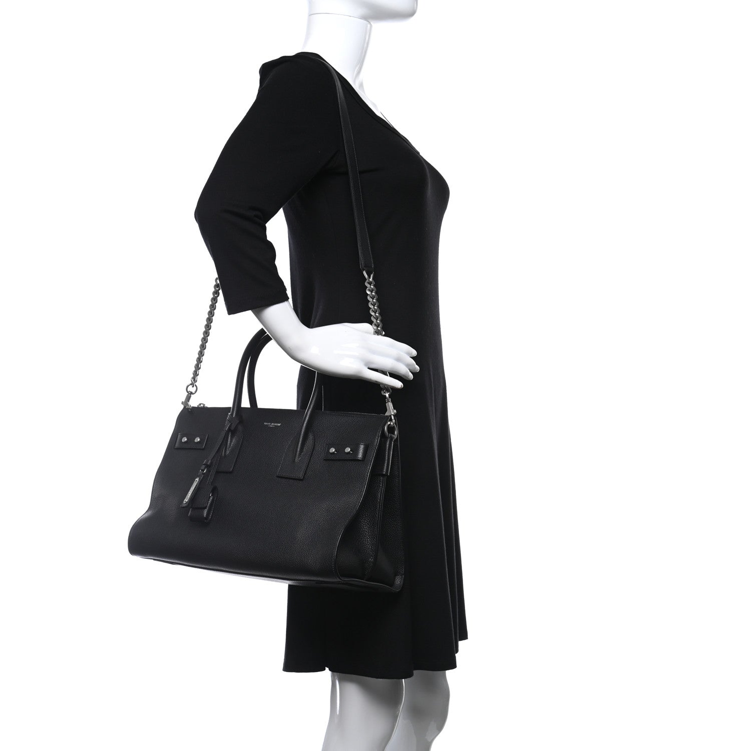 Saint Laurent Grained Calfskin Sac De Jour Souple Duffle 36H Asphalt Black 2 of 10