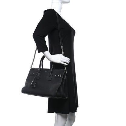 Saint Laurent Grained Calfskin Sac De Jour Souple Duffle 36H Asphalt Black 2 of 10