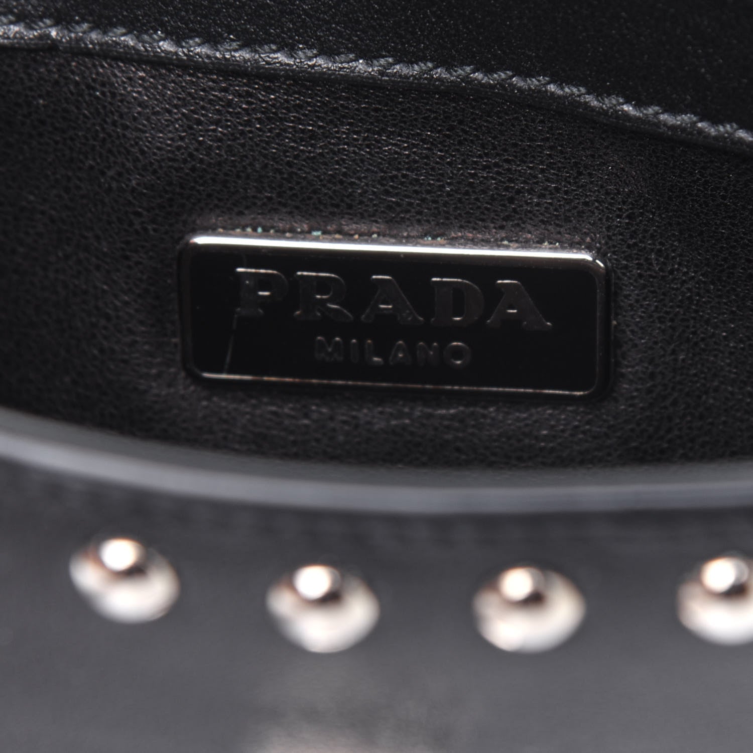 Prada Soft Calf Studded Clutch Black 6 of 12