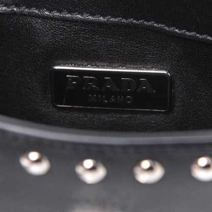 Prada Soft Calf Studded Clutch Black 6 of 12