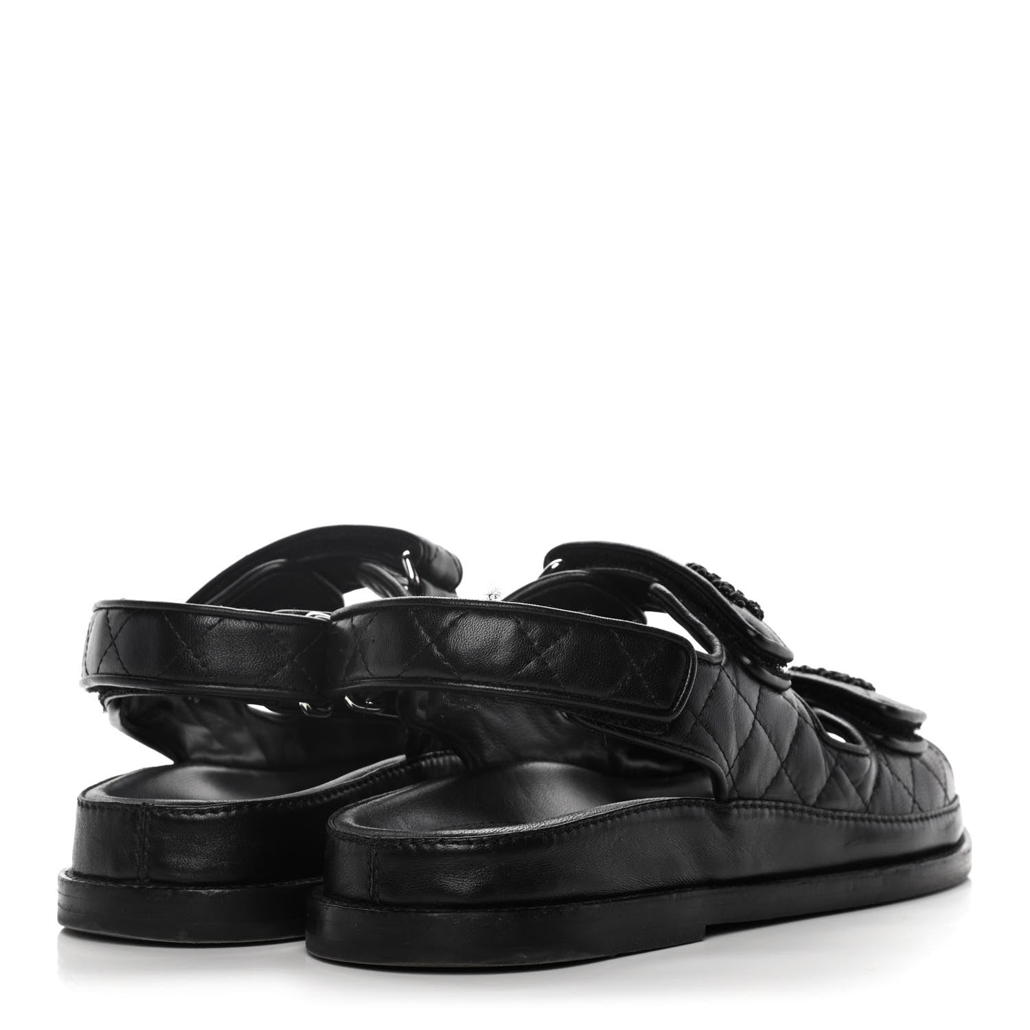 Chanel Lambskin Velcro Dad Sandals 36 Black 4 of 15