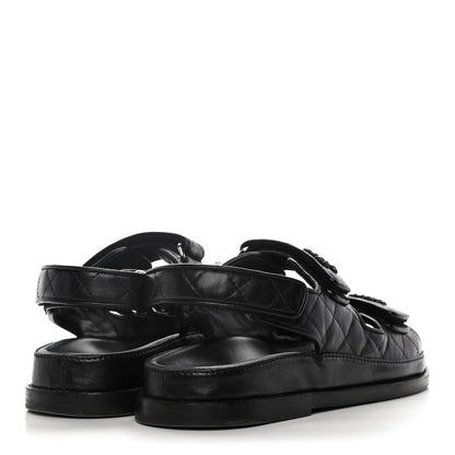 Chanel Lambskin Velcro Dad Sandals 36 Black 4 of 15