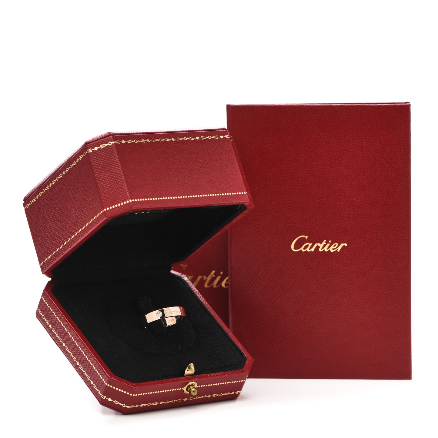 18K Pink Gold Diamond 4mm C De Cartier Wedding Band Ring 52 6