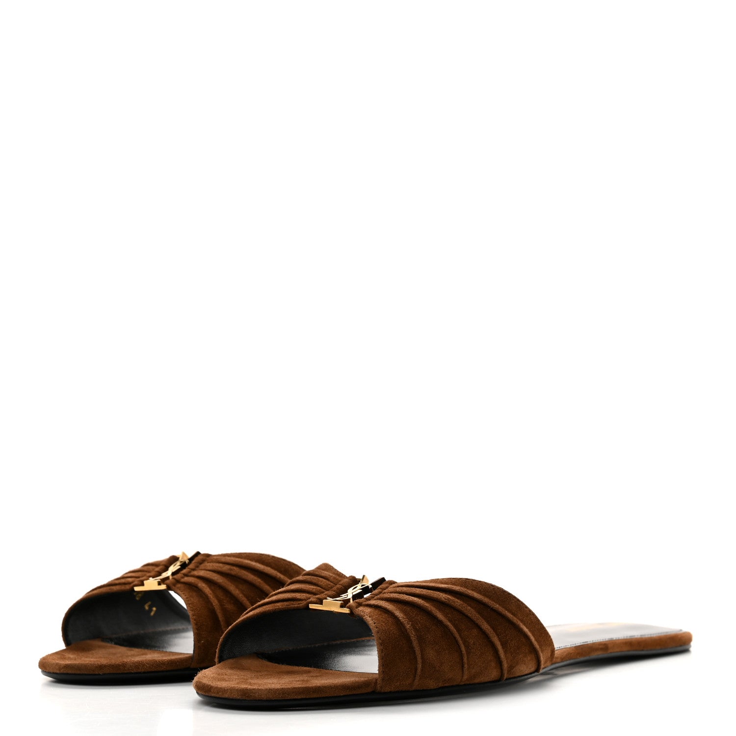 Saint Laurent Suede Babylone Slide Sandals 41 Dark Havana 4 of 8