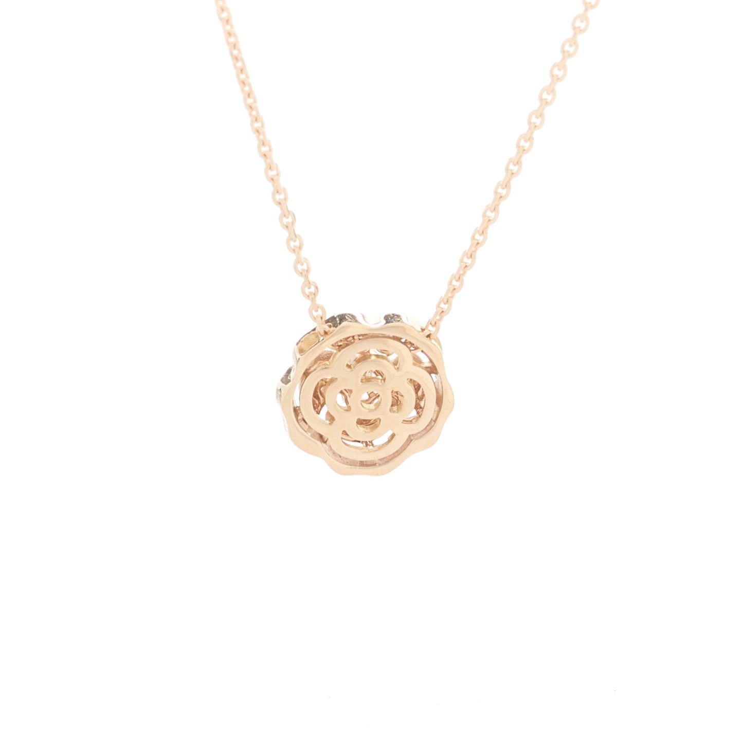 18K Rose Gold Diamond Extrait de Camelia Pendant Necklace