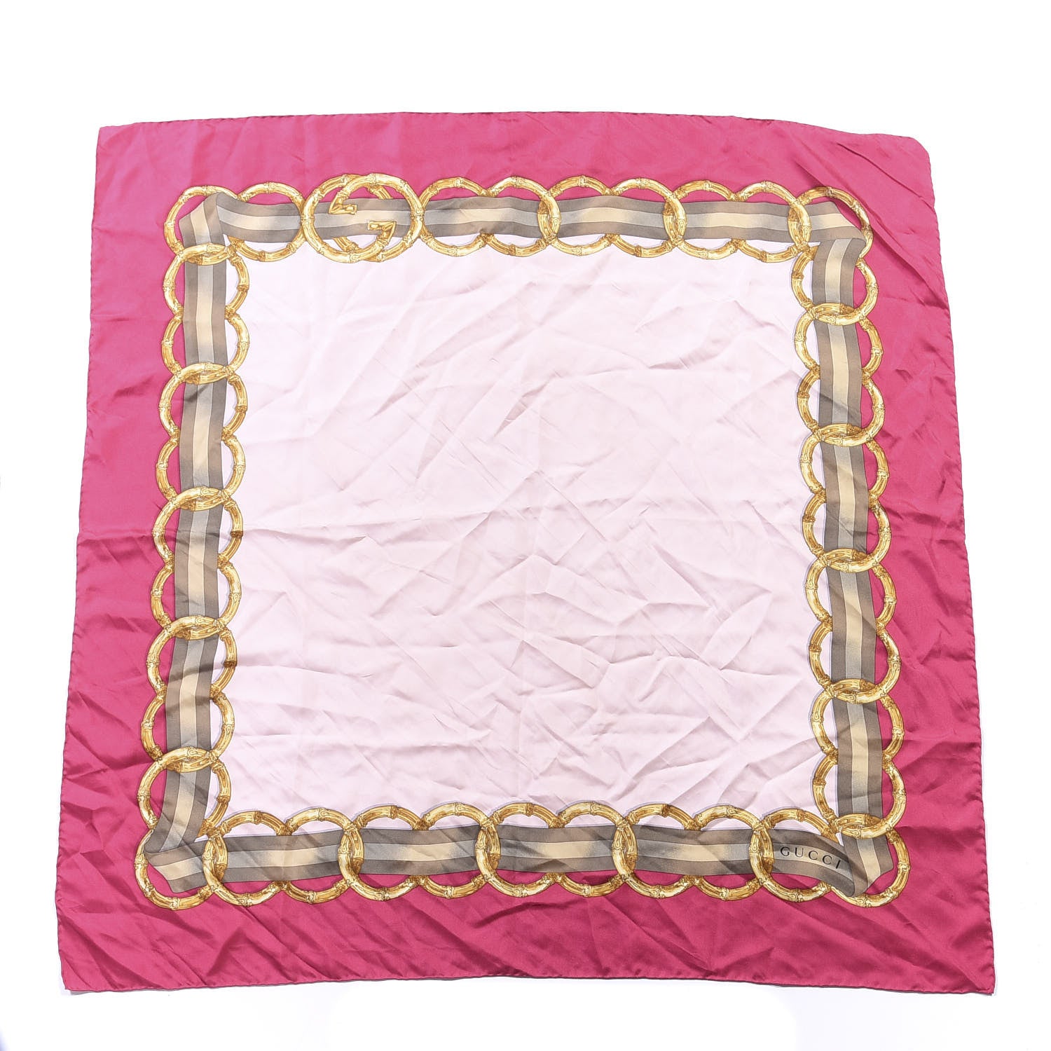 Gucci Silk Bamboo GG Web Print Scarf Pink 1 of 3