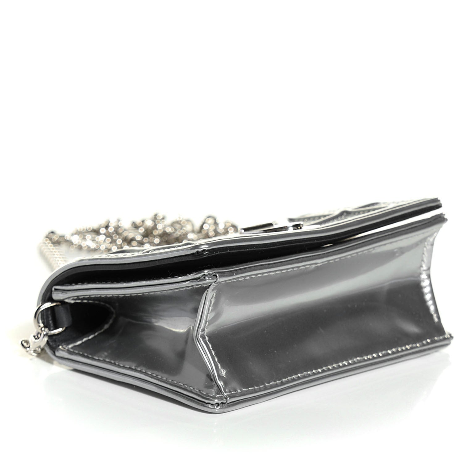 Christian Dior Metallic Patent Micro-Cannage Baby Diorama Flap Bag Silver 5 of 8
