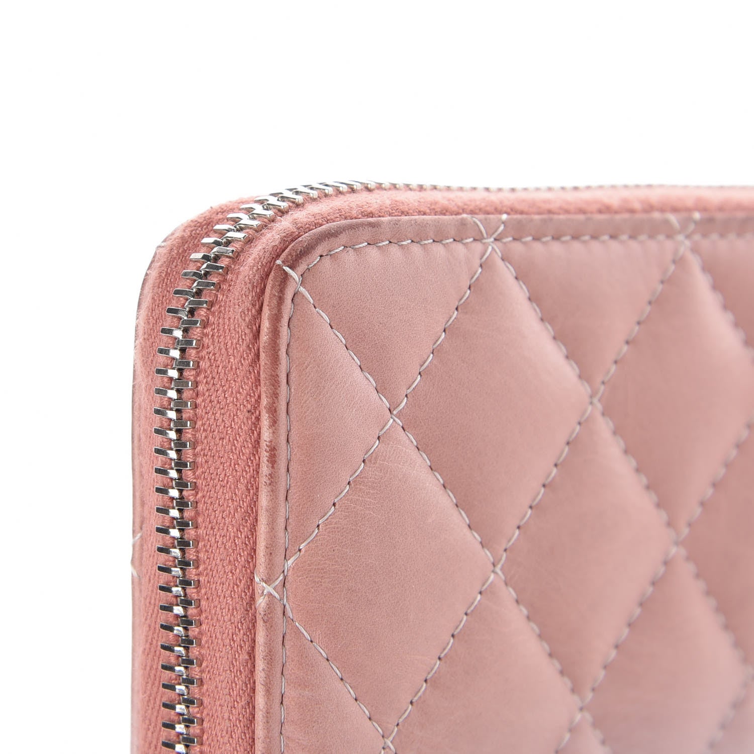 Chanel Ombre Patent Calfskin Quilted Large Gusset Zip Around Wallet Pink White 15 of 18
