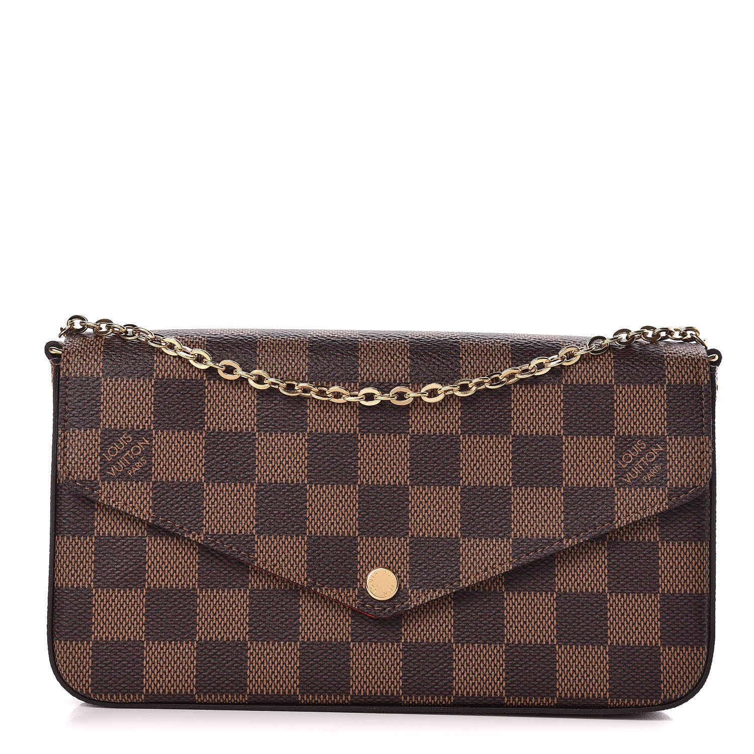 Louis Vuitton Damier Ebene Pochette Felicie Chain Wallet 1 of 12