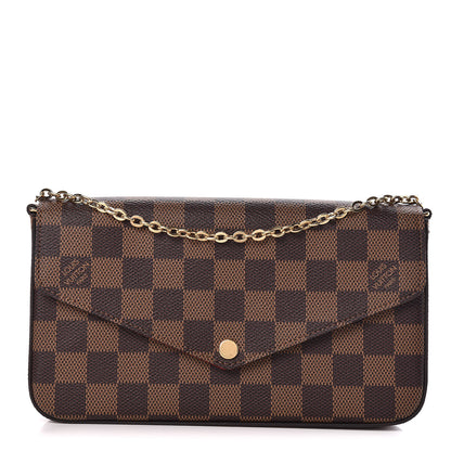 Louis Vuitton Damier Ebene Pochette Felicie Chain Wallet 1 of 12
