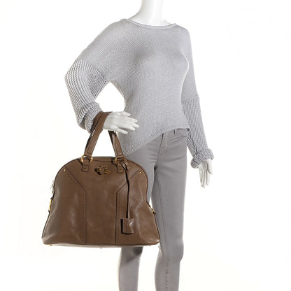Saint Laurent Calfskin Oversized Muse Dark Beige 2 of 8
