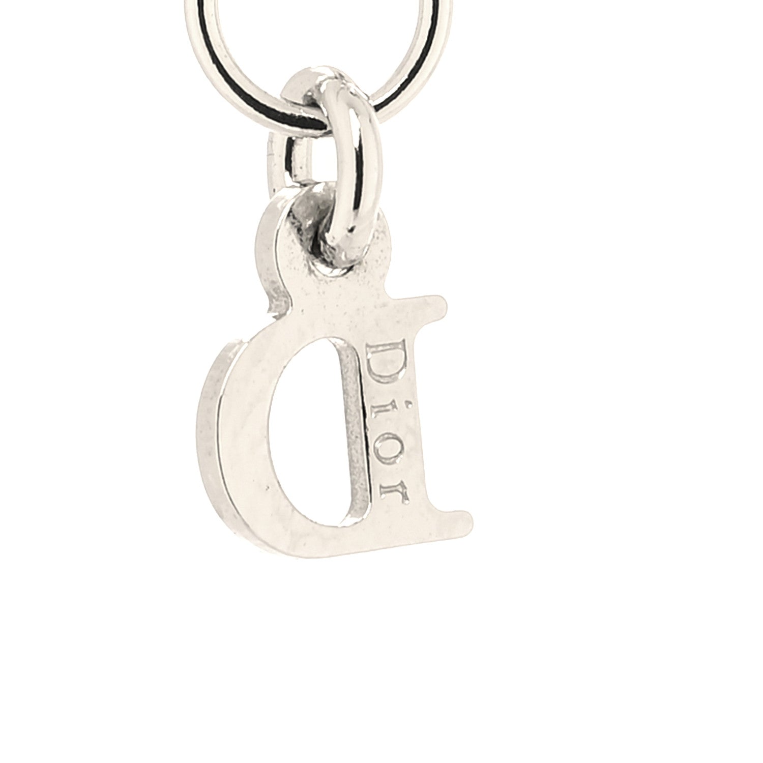 Christian Dior Metal Crystal Logo Clover Necklace Silver 5 of 5