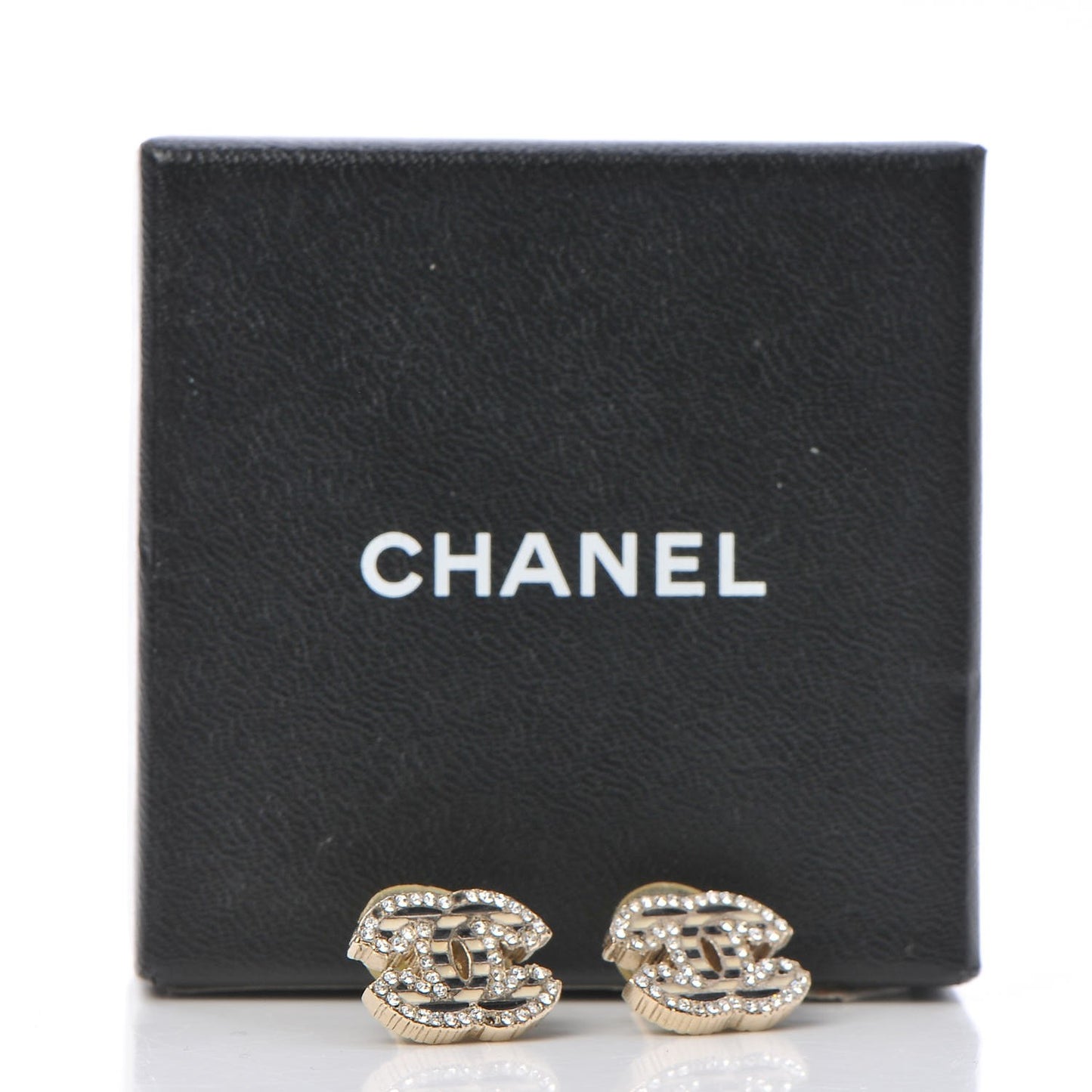 Crystal CC Enamel Striped Stud Earrings Gold