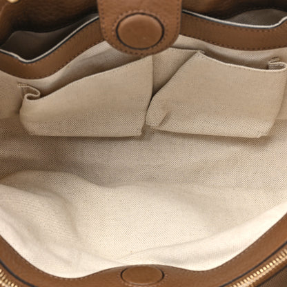 Gucci Pebbled Calfskin Medium Bamboo Shopper Tote Acero 5 of 16