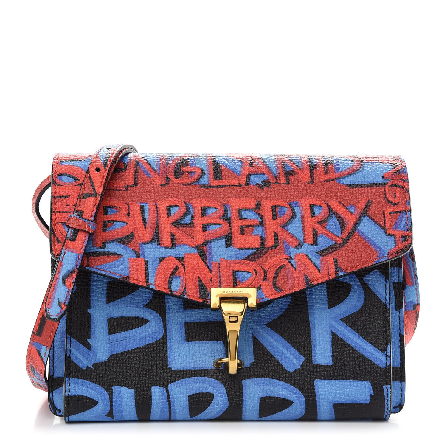 Burberry Calfskin Graffiti Print Small Macken Crossbody Bag Black 1 of 11