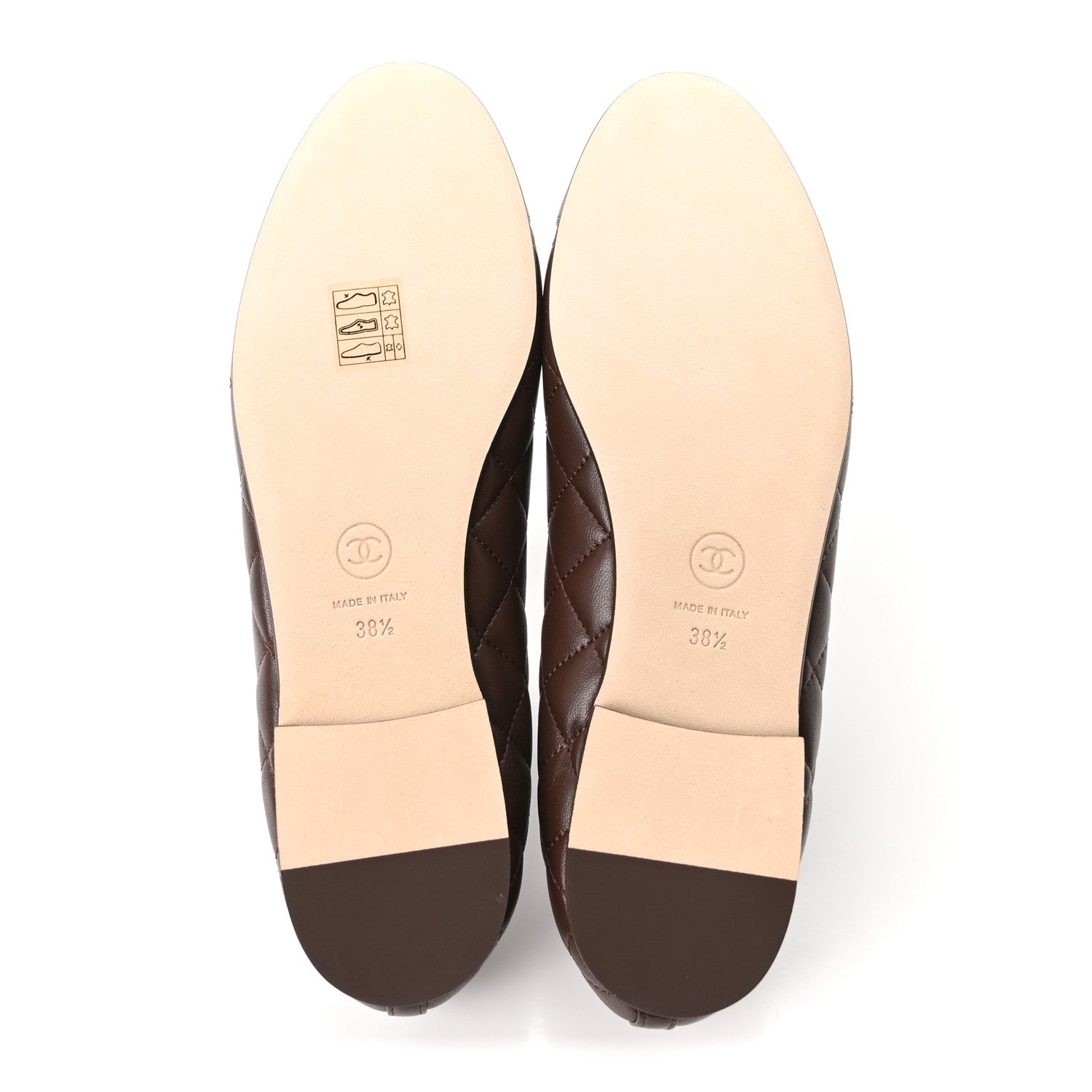 Chanel Lambskin Quilted CC Cap Toe Ballerina Flats 38.5 Dark Brown 6 of 10