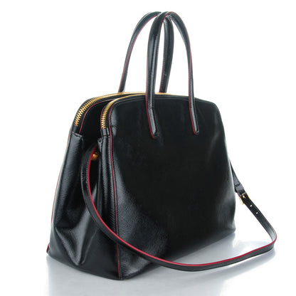 Prada Saffiano Vernice Double Zip Tote Black 3 of 8