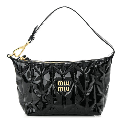 Miu Miu Iridescent Fabric Quilted Mini Spirit Ciré Bag Black 1 of 12