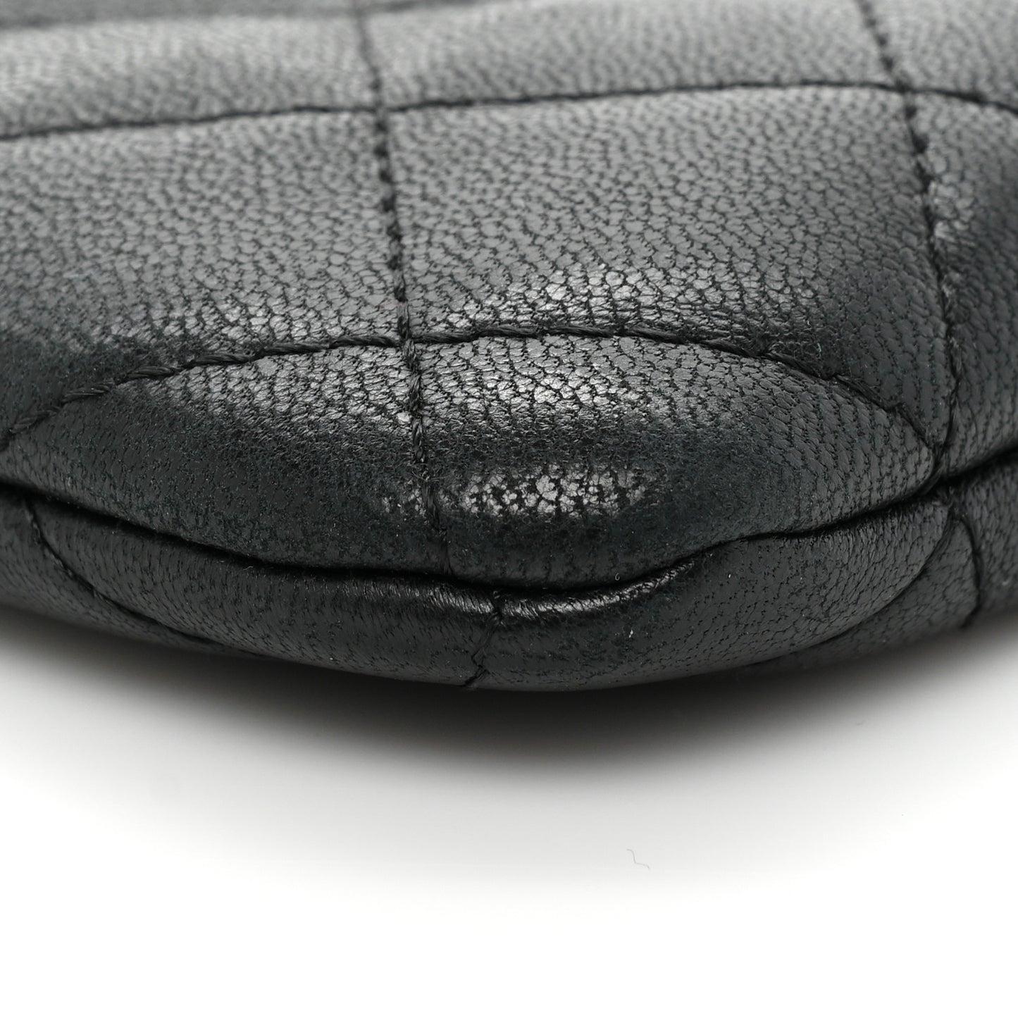 Lambskin Quilted Small Cosmetic Case Black