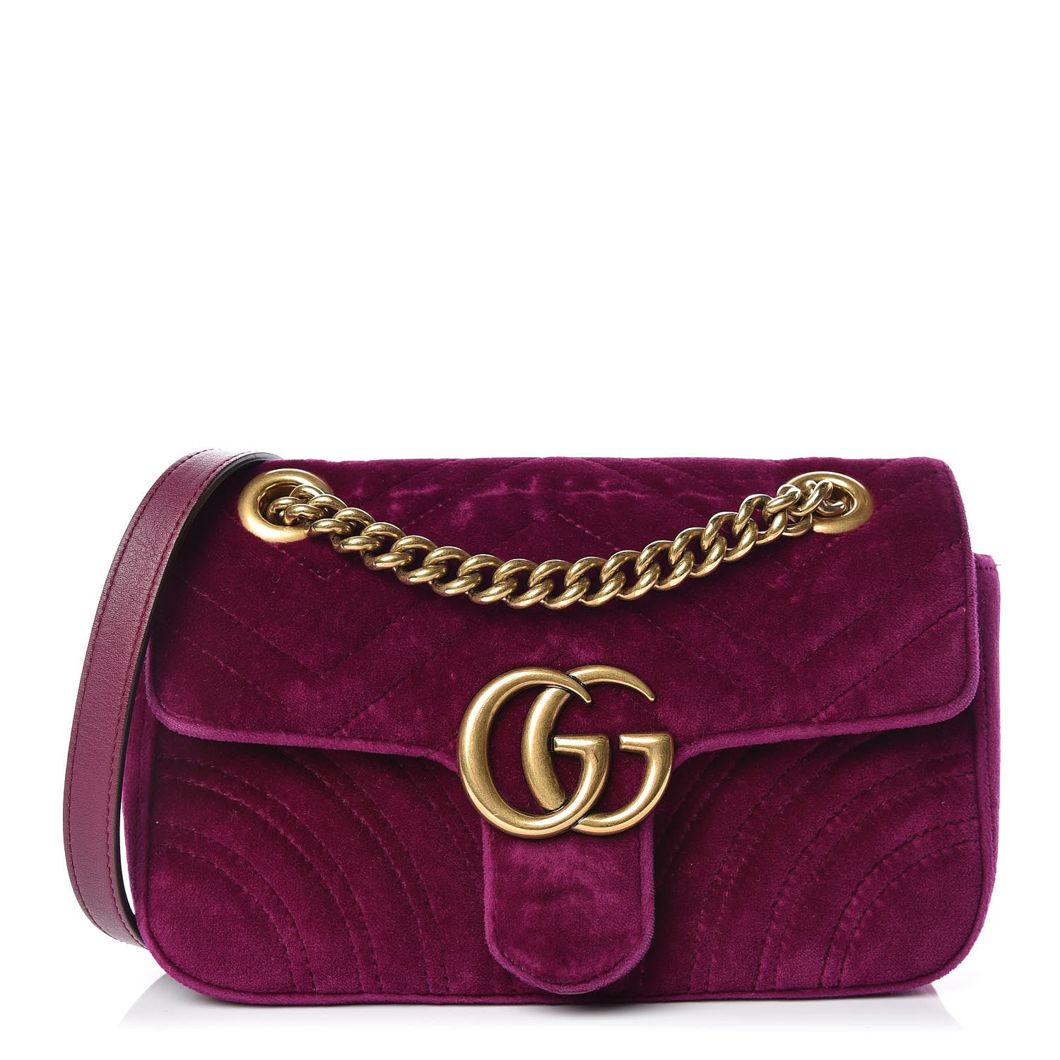 Gucci Velvet Matelasse Mini GG Marmont Shoulder Bag Fuchsia Violet Cyclamen 1 of 10