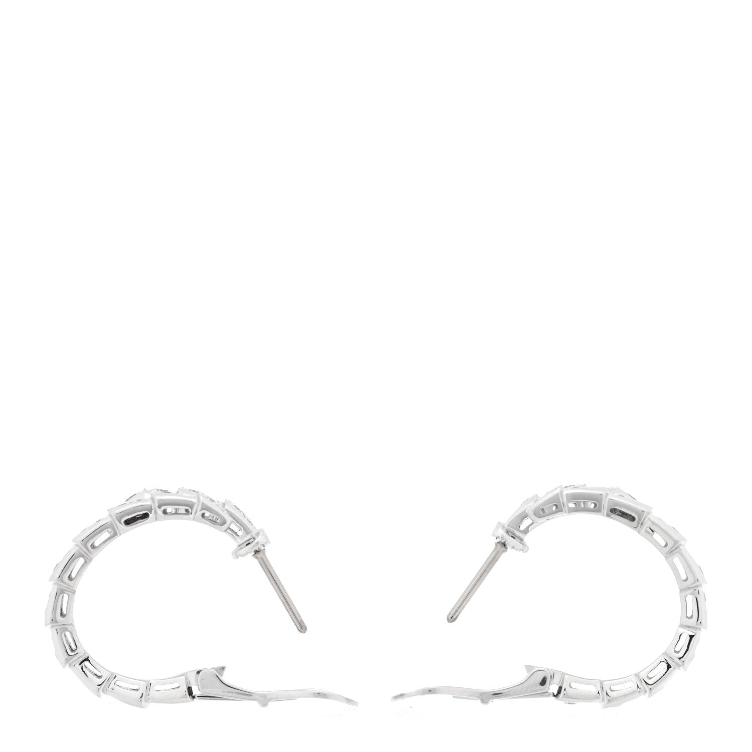 Bulgari 18K White Gold Diamond Serpenti Viper Hoop Pave Earrings 3 of 5