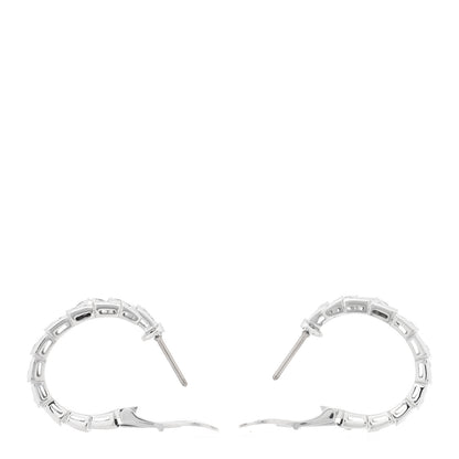 Bulgari 18K White Gold Diamond Serpenti Viper Hoop Pave Earrings 3 of 5