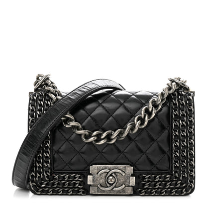 Chanel Glazed Calfskin Quilted Small Boy Chained Flap Black 1 of 10