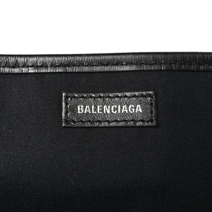 Balenciaga Cotton Canvas Satin Calfskin S Navy Cabas Natural Black 7 of 12