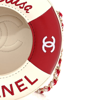 Chanel Lambskin Coco Lifesaver Round Bag Red White 10 of 11