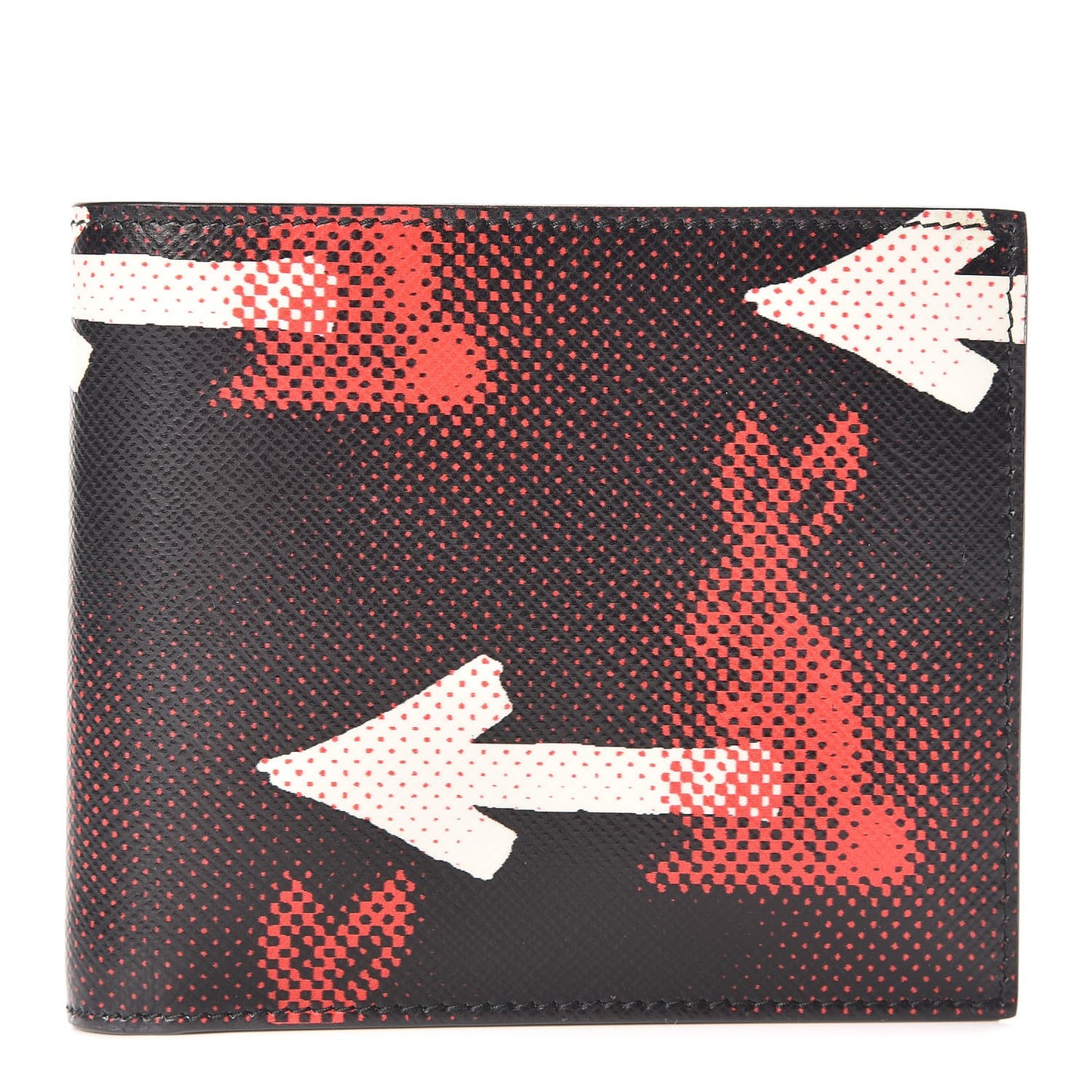 Saffiano Stampato Rabbit Print Bi-Fold Compact Wallet Black White