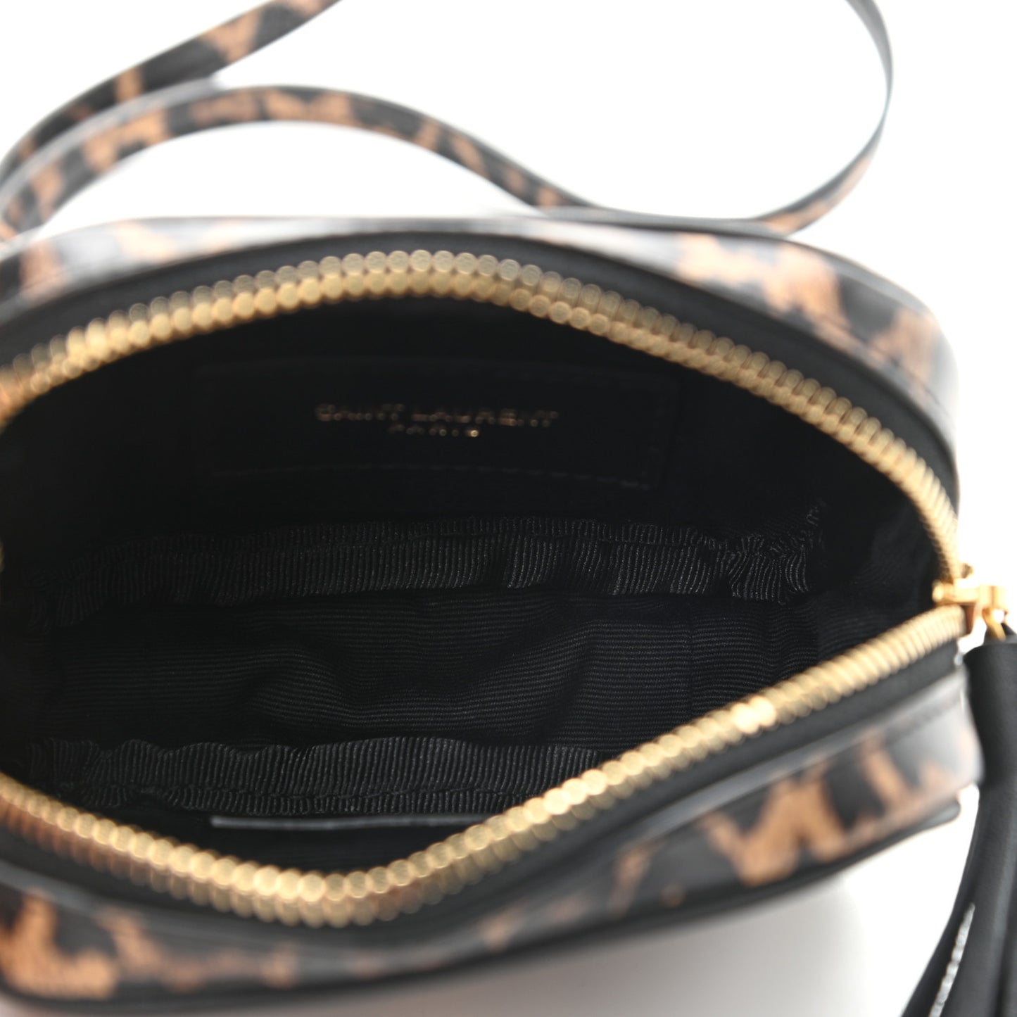 Calfskin Heart Leopard Print Monogram Baby Lou Camera Bag Toffee