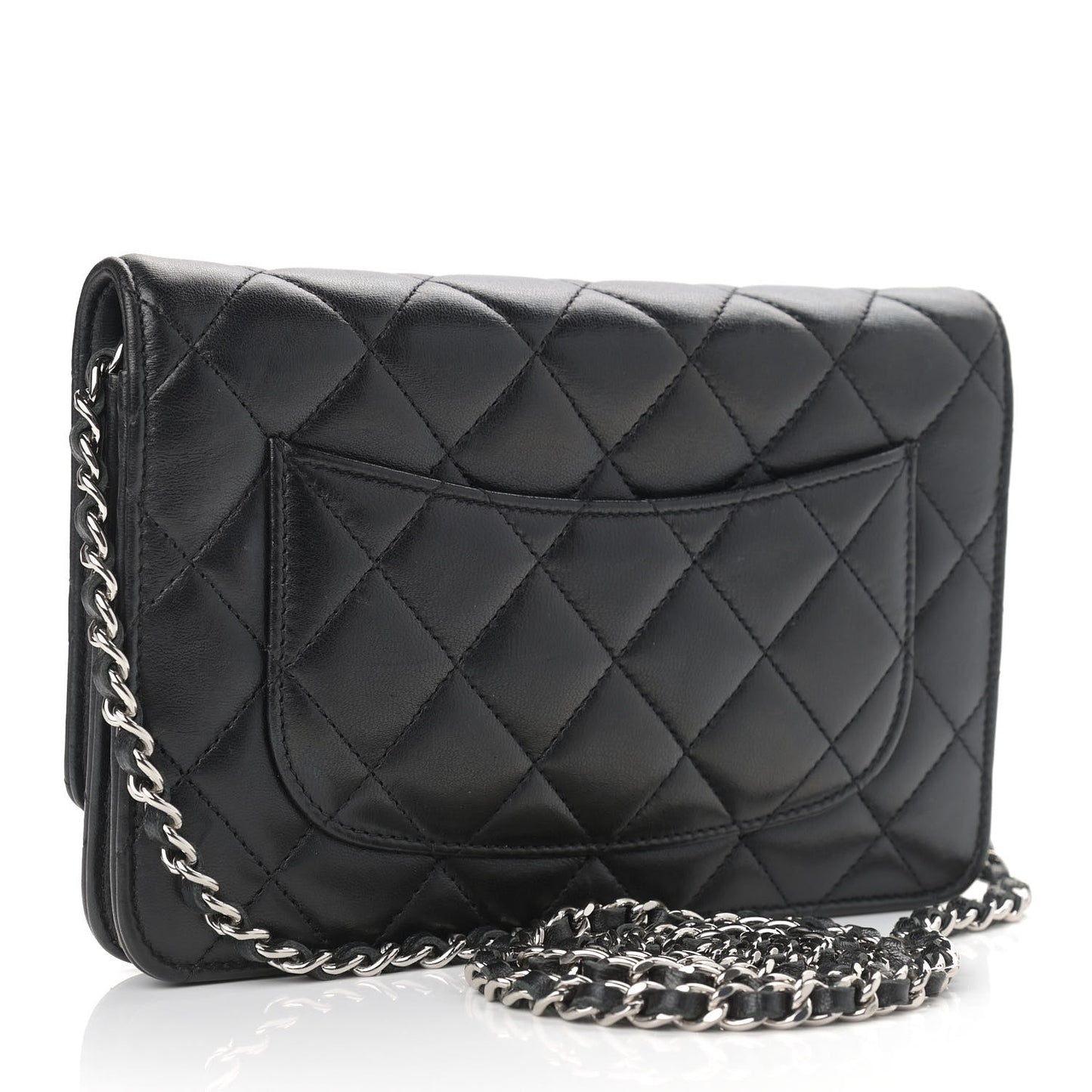Lambskin Quilted Wallet On Chain WOC Black