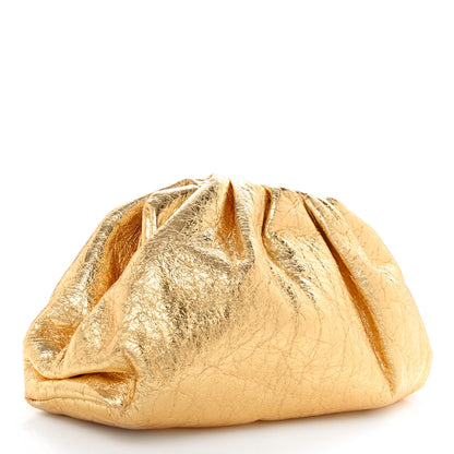 Bottega Veneta Metallic Crinkled Lambskin The Pouch Oversized Clutch Oro 3 of 7