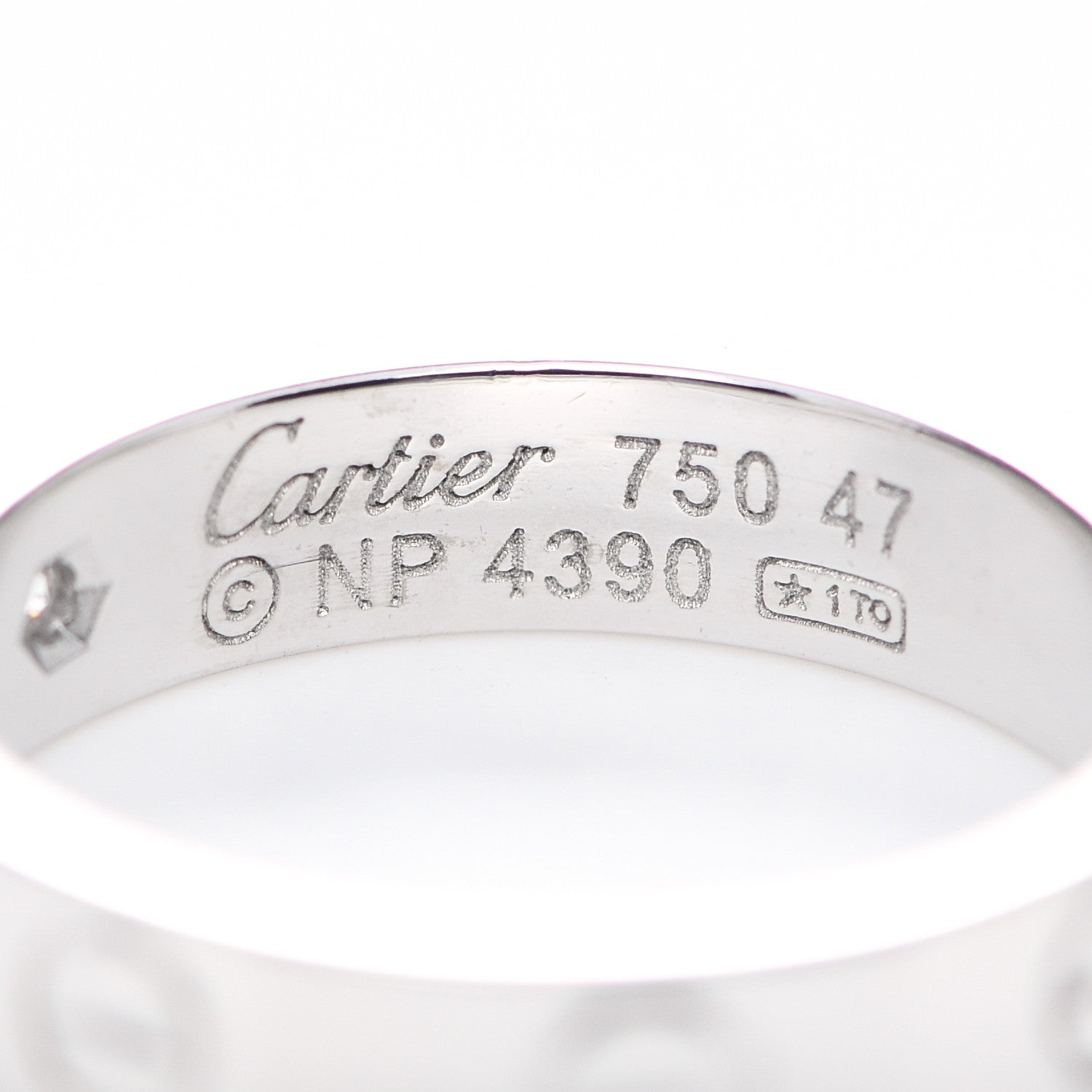 Cartier 18K White Gold Diamond 4mm LOVE Wedding Band Ring 47 4 4 of 5