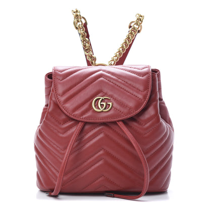 Gucci Calfskin Matelasse GG Marmont Flap Backpack Hibiscus Red 1 of 11