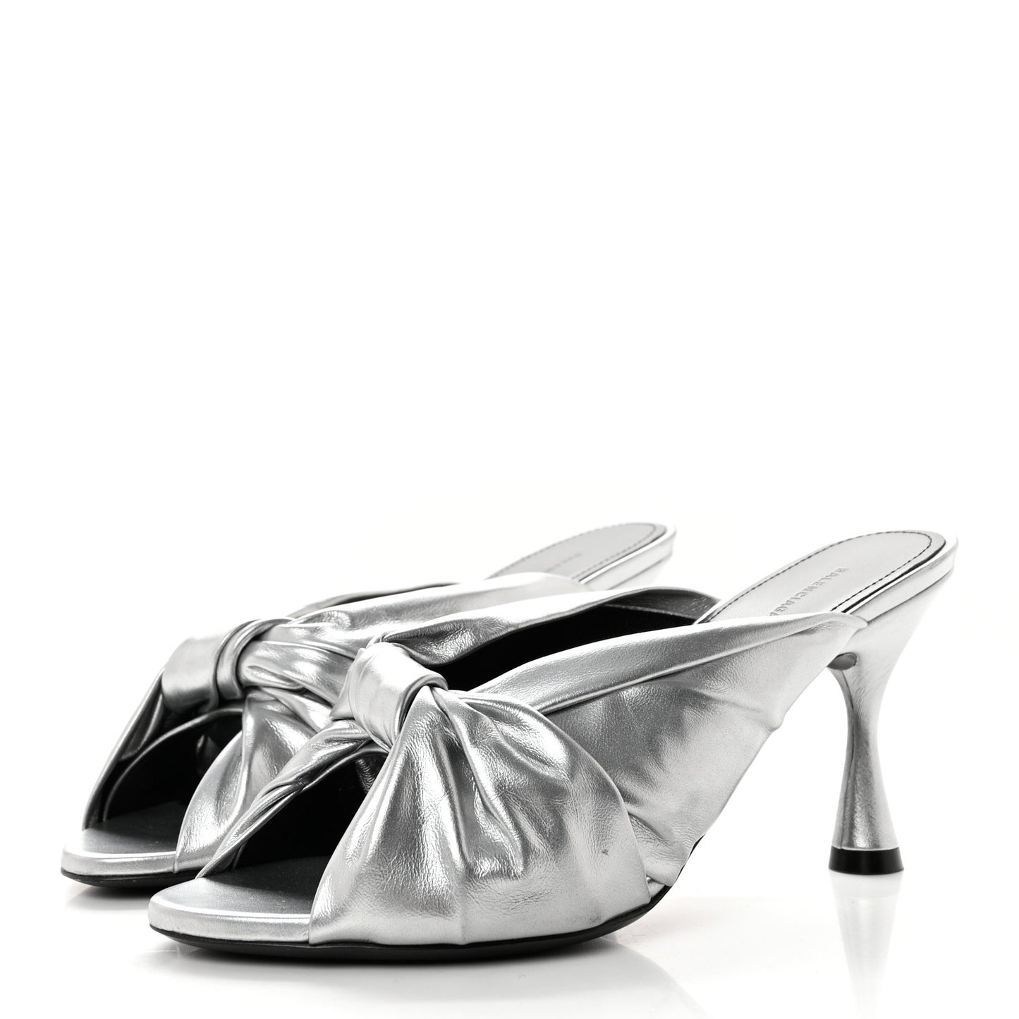 Metallic Smooth Nappa Drapy 80mm Sandals 37.5 Silver