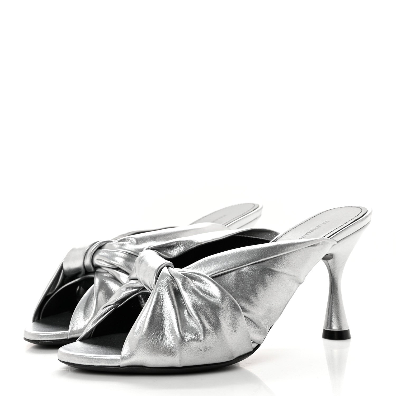 Balenciaga Metallic Smooth Nappa Drapy 80mm Sandals 37.5 Silver 3 of 9