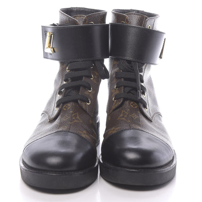 Louis Vuitton Calfskin Monogram Wonderland Flat Ranger Boots 40 Black 2 of 10