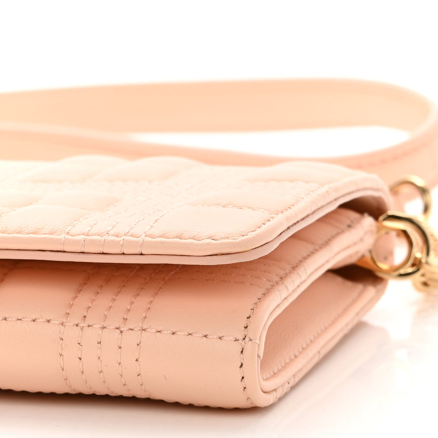 Lambskin Quilted Lola Chain Wallet Peach Pink