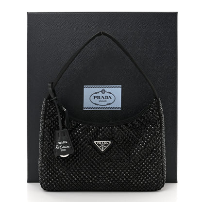 Prada Satin Crystal Mini Re-Edition 2000 Bag Black 12 of 12