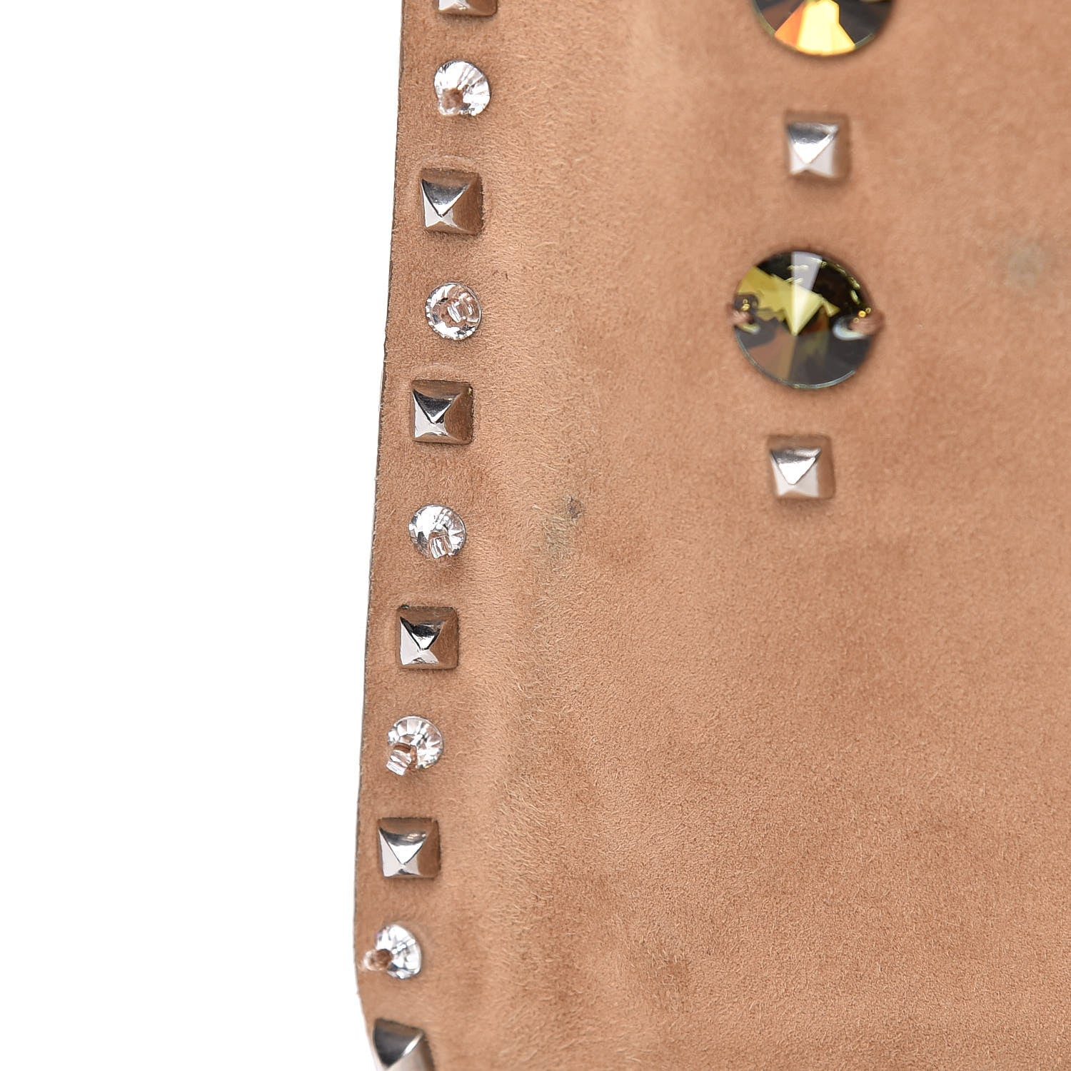 Prada Suede Studded Crystal Bag Light Brown 14 of 15