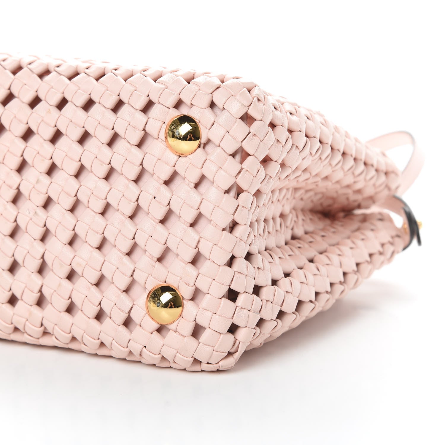 Fendi Nappa Woven Mini Peekaboo Iconic Satchel Rosa Confetto 12 of 12