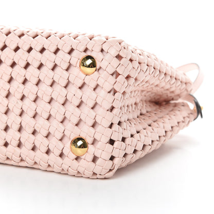 Fendi Nappa Woven Mini Peekaboo Iconic Satchel Rosa Confetto 12 of 12