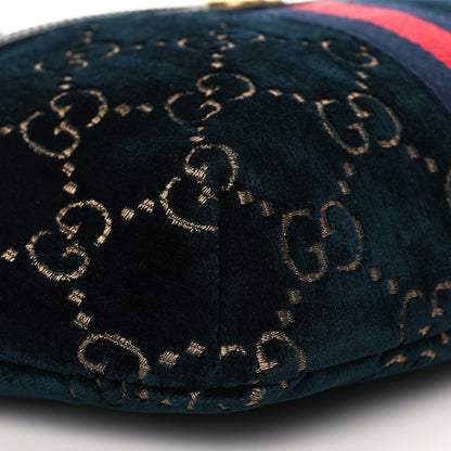 Gucci Velvet GG Monogram Web Belt Bag Blue Beige 8 of 9