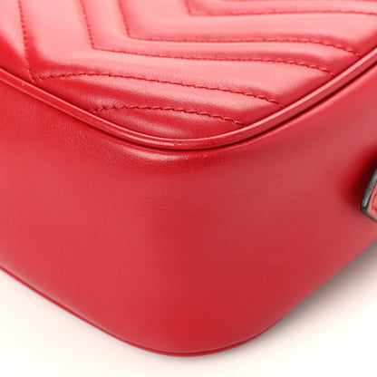 Gucci Calfskin Matelasse Small GG Marmont Chain Shoulder Bag Hibiscus Red 9 of 9