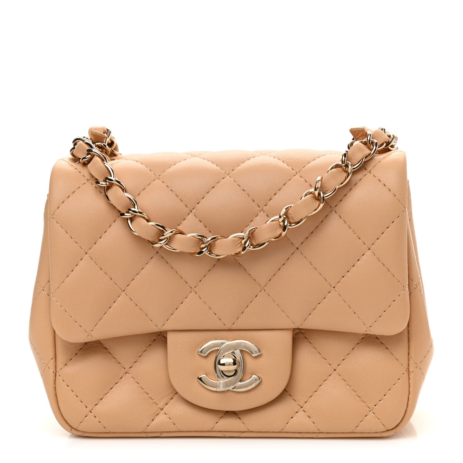 Chanel Lambskin Quilted Mini Square Flap Beige 1 of 8