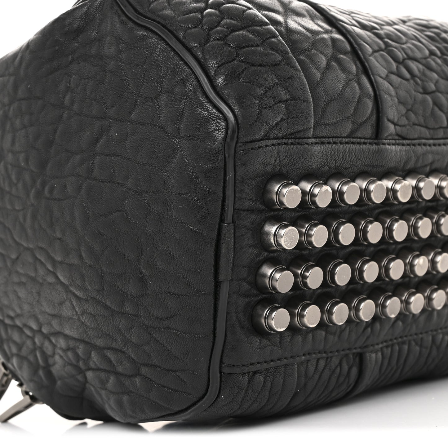 Pebbled Lambskin Rocco Black Silver Hardware