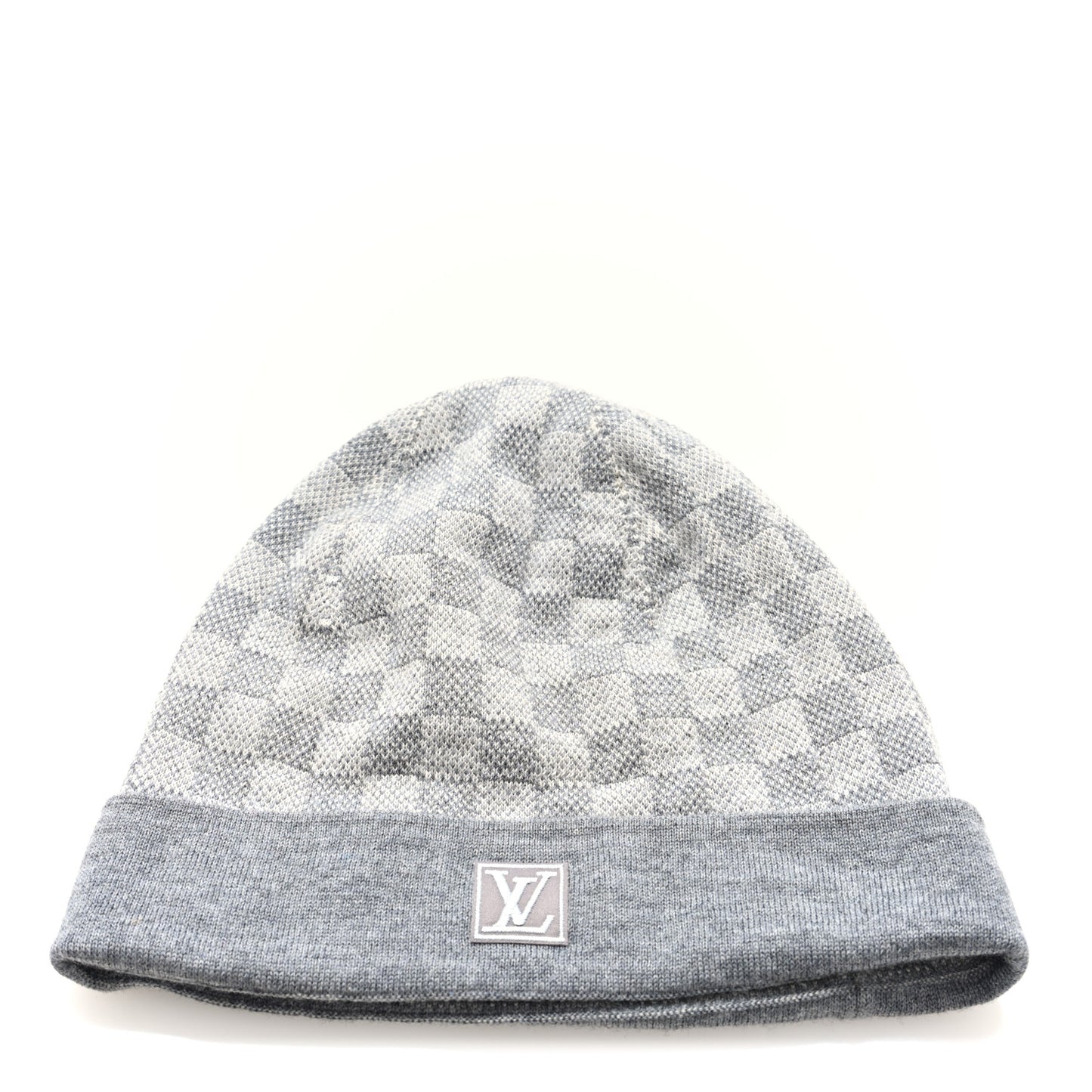 Wool Bonnet Petit Damier Beanie Hat Grey
