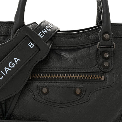 Balenciaga Agneau Classic Hardware S City Logo Strap Black White 8 of 11