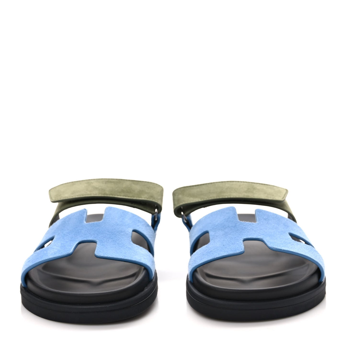 Suede Goatskin Womens Chypre Sandals 37 Bleu Cameo Vert